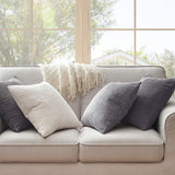 Topfinel Neutral Grey Decorative Throw Pillow Covers 18x18 Inch Set of 4,Modern Farmhouse Striped Corduroy Cushion Cases,Square Euro Shams for Sofa,Bedroom,Floor,Car(45cm Dark Gray) Topfinel