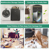 Tilt Out Laundry Hamper Cabinet with Drawer, Tilt Out Trash Can Cabinet 12 Gallon, Kitchen Island with Trash Can Cabinet, Trash Garbage Can Bin Cabinet for Laundry Room, Kitchen (Black, single door) Jehiatek