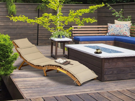 East West Furniture BHNU1NA Helena Patio Chaise Lounge-Outdoor Acacia Wood Sunlounger Chair for Poolside, Deck, Lawn, 72x22x25 Inch, Natural Oil East West Furniture