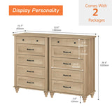 WAMPAT Wide Dresser for Bedroom with 10 Drawers, Farmhouse Chest of Drawers with Solid Wood Legs, Vertical Dresser Storage Organizer, Wooden Dressers Set for Kids Bedroom, Hallway, Oak WAMPAT