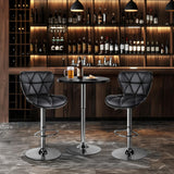Topeakmart Height Adjustable Round Pub Table 360° Swivel Counter Bar Tables Bistro Tall Cocktail MDF Top, Black Topeakmart