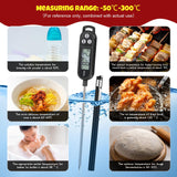 Copkim 6 Pcs Instant Read Meat Thermometer with Long Probe 9.65 Inch Kitchen Cooking Food Candy Waterproof Digital Thermometer for BBQ Water Milk Yogurt Liquid Cooking(Black, White, Red) Copkim