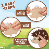 ArtCreativity Kids Woodland Animal Felt Sewing Kit, Stuffed Animal Sewing Craft Kit with 12 Characters, 6 Child-Friendly Needles, 7 Thread Bundles, 1 Bag of Stuffing & Scissors, Kids Sewing Kit 4-12 ArtCreativity