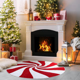 Moucuny Christmas Round Rug Large Christmas Area Rug Washable Christmas Rug Runner Non Slip Rug Carpet for Xmas Holiday Entryway Living Room Bedroom Indoor Decoration(Red,Lollipop) Moucuny