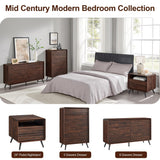 RedLemon 6 Drawers Dresser for Bedroom, 54'' Wide Mid Century Modern Wood Fluted Double Dresser, Chest of Drawers with Tapered Leg for Bedroom, Living Room, Hallway, Closet, Dark Walnut RedLemon