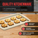 Bakken Swiss Cookie Sheet 3 Piece Set - Non-Stick, Stackable Baking Pans, White marble Deluxe Ceramic Coating – Dishwasher Safe - for Home Baking Bakken- Swiss