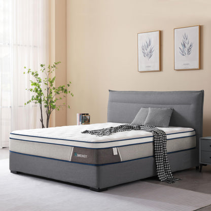 Rimensy King Mattress, 14 Inch Gel Memory Foam and Innerspring Hybrid Mattress in a Box, Motion Isolation, Medium Firm Mattress, Pressure Relief, King Size Mattress 76"*80"*14"