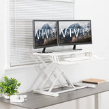 VIVO 32 inch Desk Converter, K Series, Height Adjustable Sit to Stand Riser, Dual Monitor and Laptop Workstation with Wide Keyboard Tray, White, DESK-V000KW VIVO