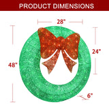 48Inch 4FT Large Christmas Wreath - Outdoor Christmas Wreaths with LED Lights,Extension Cable, Xmas Decorations for Door Outdoor Indoor Wall Home - Green HOYECHI