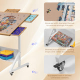 Tektalk Jigsaw Puzzle Table with Angle & Height Adjustment, Puzzle Easel with Cover & 5 Sorting Drawers, Tilting Board with Legs, Enclosed with 4 Roller Wheels, for Up to 1500 Pieces Tektalk