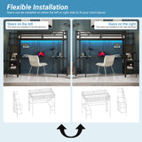 MAKIAAP Full Metal Loft Bed with Desk, Wardrobe & Storage Stairs – Heavy Duty Frame with LED Lights & Charging Station, Space-Saving Design for Adults & Teens (Black, Full) MAKIAAP