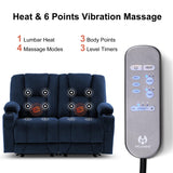 MCombo 57.8" Zero Gravity Power Loveseat Recliner with Heat and Vibration Massage, Reclining Loveseat Sofa with USB Ports, Cup Holders for Living Room, Fabric 6035SET (Navy Blue) MCombo