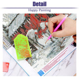 LWZAYS Christmas Diamond Art Kits for Adults, DIY Christmas Warehouse and Horse Diamond Painting for Adults Beginners, Full Round Drill Crystal Craft Kits for Home Wall Decor Present 14x14inch LWZAYS