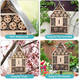 Elipark Wooden Mason Insect Bee Butterfly House,Insect Hotel,an Outdoor Hanging Bamboo Habitat for Bee Butterfly Ladybugs Live,Bee Box,Butterfly Habitat for Garden,9 x 15.7 x 2.5 Inch Elipark