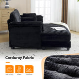 VINGLI Lounge Chair, 56" Oversized Reading Chair Corduroy Chaise Sofa Recliner Bed Upholstered Comfy Sleeper Couch with Throw Pillows and Armrests for Living Room, Movie Room, Bedroom VINGLI