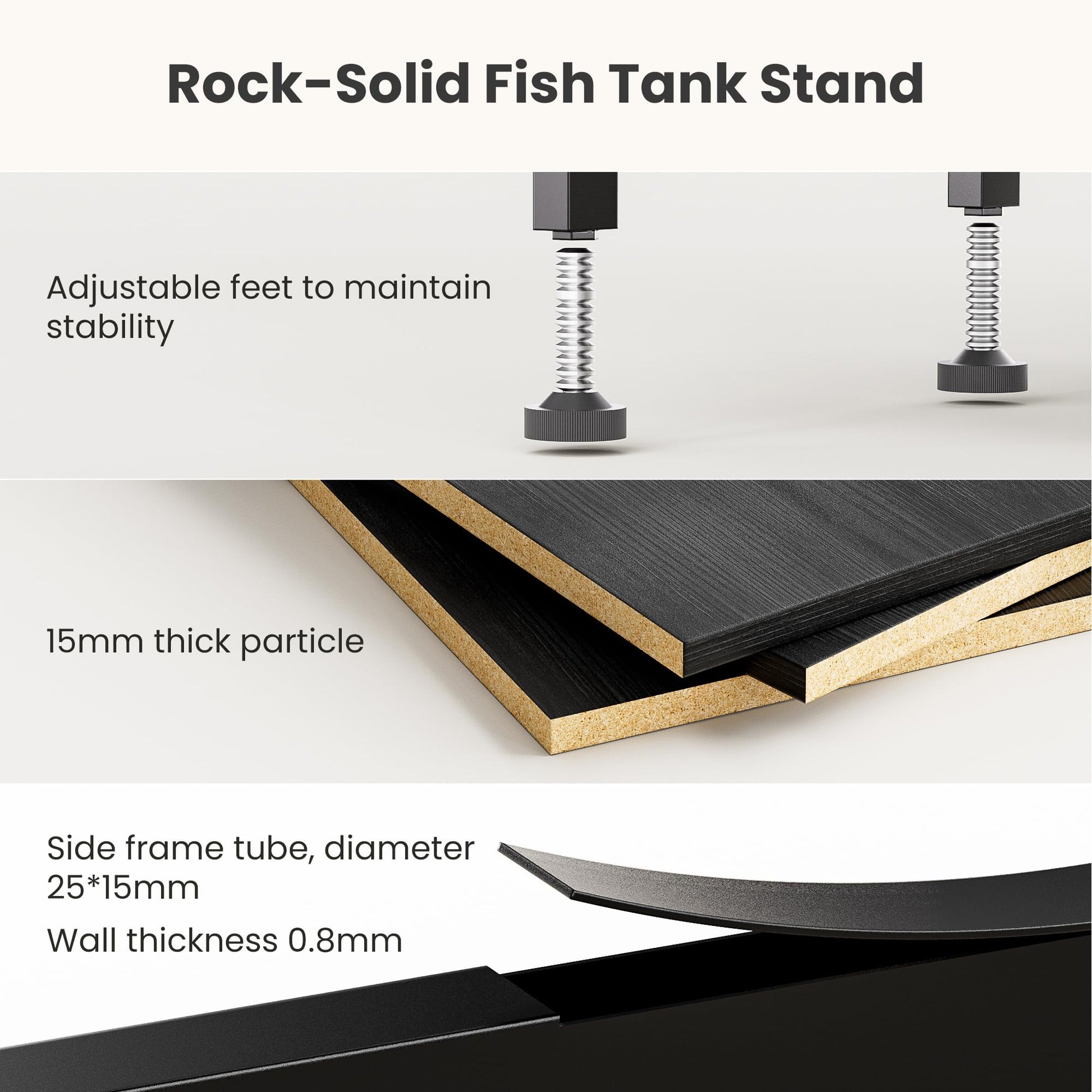 TRZZ 5-10 Gallon Fish Tank Stand, Heavy Duty Aquarium Stand with Dual-Tiered Cabinet, Accessory Storage Solution for Viewing Experience in Home & Office (20.47" L* 11.02" W) - WoodArtSupply