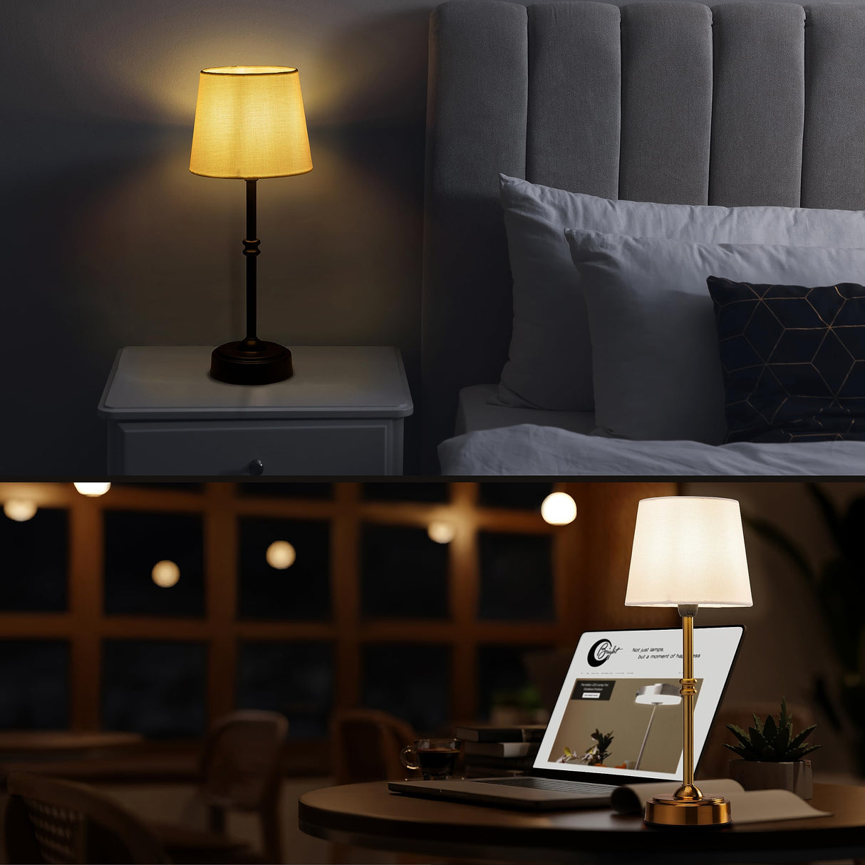 O’Bright Seraph - Cordless LED Table Lamp with Dimmer, Built-in Rechargeable Battery, 3-Level Brightness, Patio Table Lamp, Bedside Night Lamp, Ambient Light for Restaurant, Black O'Bright