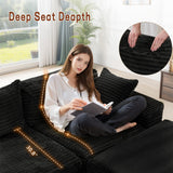 Korser 108" Sectional Couches for Living Room, Modular Sectional Sofa with L-Shape Chaise, Cloud Couch, Comfy Corduroy Fluffy Couch with Deep Seat and Side Pockets, No Assembly Required Korser