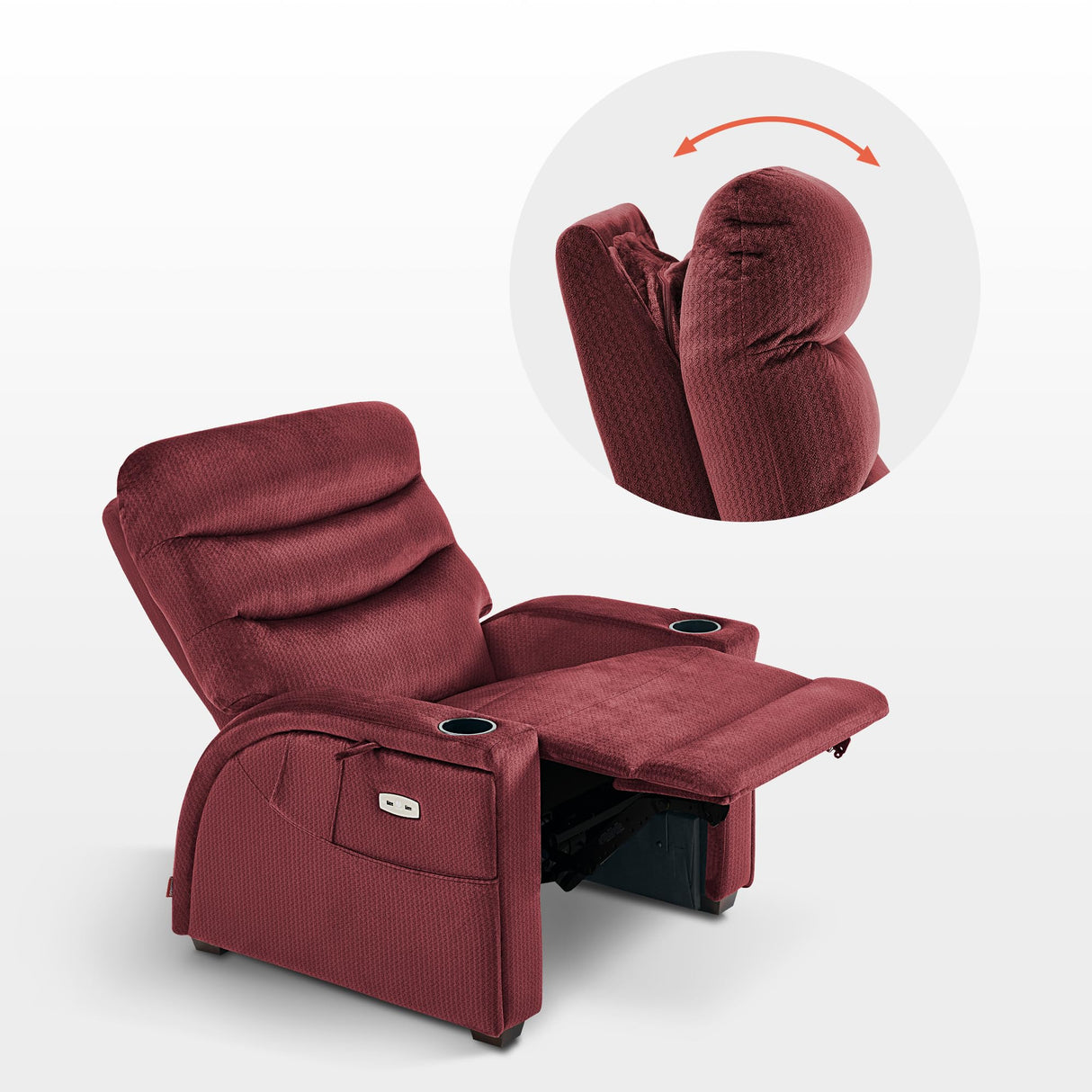 MCombo Power Zero Gravity Recliner Chair with Adjustable Headrest for Living Room, Fabric ZG334 (Burgundy) MCombo