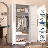 TIMELESS PIECES Metal Wardrobe Cabinets，Armoire Wardrobe Closet with Hanging Rod,Clothes Storage Cabinet with Adjustable Shelves and Doors, Clothing Cabinet for Bedroom, Office, Laundry Room TIMELESS PIECES