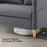 VINGLI 47" Small Couch, Dark Grey Linen Loveseat Sofa Mini Couch Mid Century Modern Decor Love Seat for Small Spaces Living Room, Bedroom, Play Room VINGLI