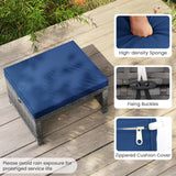 Tangkula 2 Pieces Patio PE Rattan Ottomans, Multipurpose Outdoor Footstool Footrest Additional Seating Side Table with Soft Zippered Cushions for Deck, Garden, and Yard (Navy Blue) Tangkula