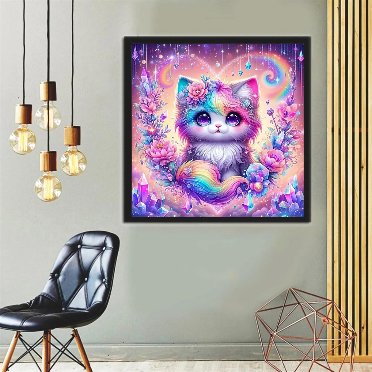 Hestarcul DIY Diamond Art Kits for Adults,5D Diamond Painting Kit for Beginner,Full Round Gem Art Paint by Diamond for Home Wall Decor,Gift for Adult. (cat) Hestarcul
