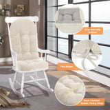 ROFIEJOX Rocking Chair Cushion - Chenille Fabric, High-Density Sponge, Durable Comfort Non-Slip Bottom Tufted Seat Pads with Ties, Chenille︱Oyster White, 44x19x4 inch ROFIEJOX