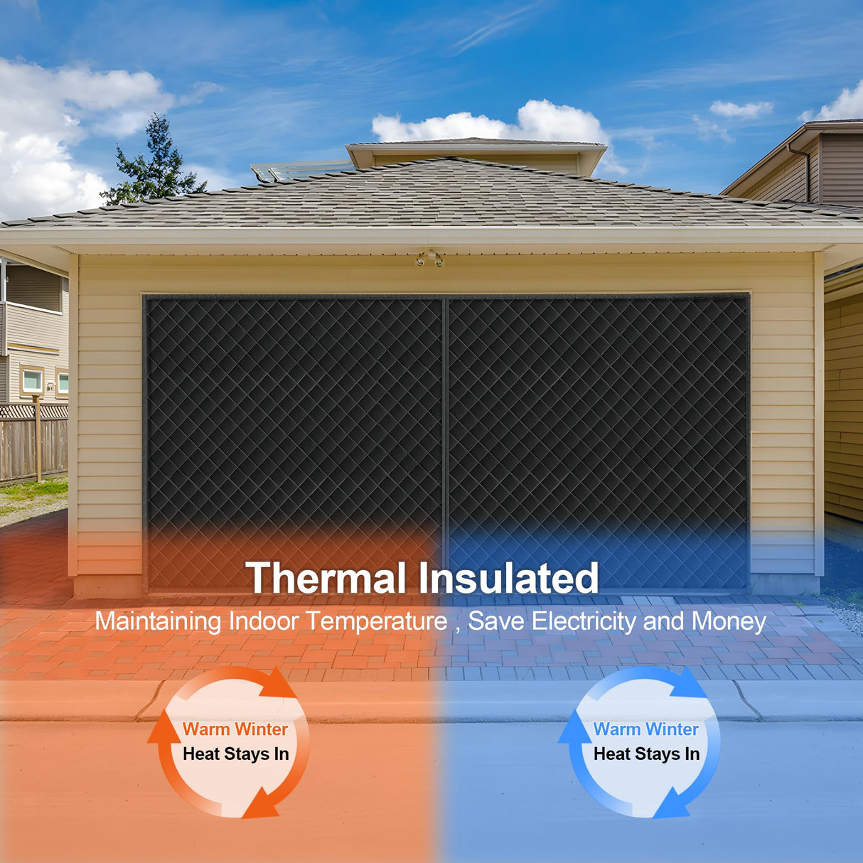 Garage Door Screen for Winter，Garage Door Insulation Kit，Magnetic Thermal Insulated Door Curtain for Garage Door, Garage Insulated Door Curtain ， Weatherproof, Windproof, Soundproof(9 * 7Ft) LIAMST
