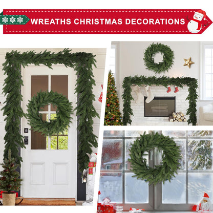 22 Inch Real Touch Christmas Wreath, Natural Droopy,Soft Bendable Winter Wreaths for Front Door, Christmas Wreath for Door, Thanksgiving Wreath, Christmas Greenery Christmas Decorations Outside