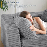 MAXYOYO Giant Bean Bag Chair for Adults, Upholstered Loveseat Floor Sofa with Pillows and Armrests, Large Bean Bag Sofa Plush Chair Bean Bag Couch for Bedroom Living Room, Grey MAXYOYO