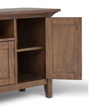 SIMPLIHOME Redmond SOLID WOOD 72 inch Wide Transitional TV Media Stand in Rustic Natural Aged Brown For TVs up to 80 inches for the Living Room and Entertainment Center SIMPLIHOME