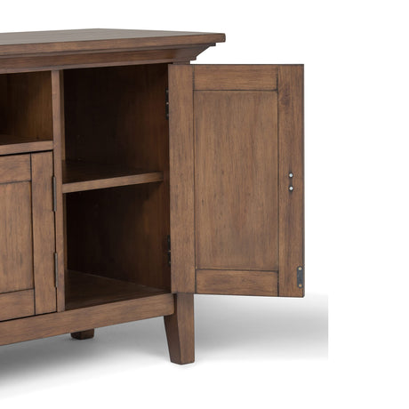 SIMPLIHOME Redmond SOLID WOOD 72 inch Wide Transitional TV Media Stand in Rustic Natural Aged Brown For TVs up to 80 inches for the Living Room and Entertainment Center SIMPLIHOME