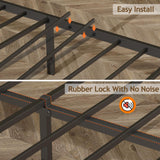 Furnulem Industrial Full Bed Frame with LED Lights & USB Charging Station Furnulem