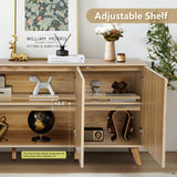 Fluted Sideboard Buffet Cabinet with Storage, Modern Storage Cabinet with 3 Doors, Wood Credenza Buffet Sideboards, Bar Cabinets Console Table for Kitchen Dining Living Room Entryway (Natural) XUZENEST