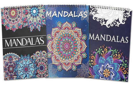 Ilyever 3 Pack Mandala Coloring Book Set for Adults, 60 Unique Mandala Designs for Stress Relief & Relaxation, Spiral Bound Coloring Books for Adults or Women ilyever