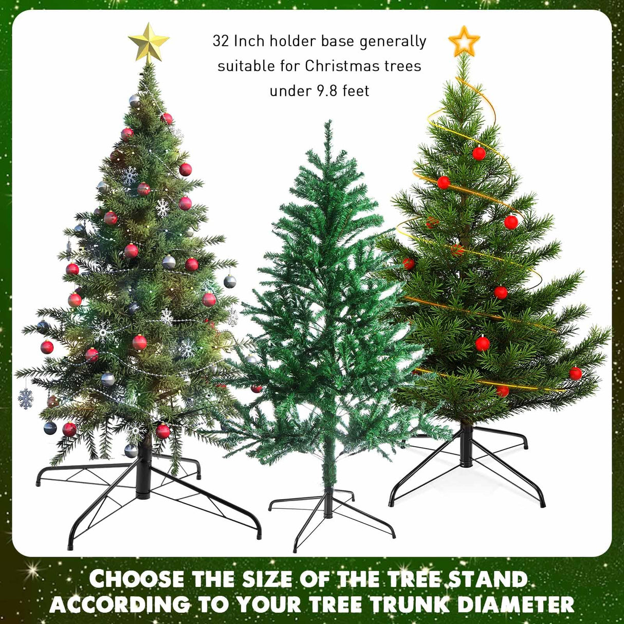 Roowest Christmas Tree Stand Replacement Artificial Xmas Tree Base Folding Rotating Metal Tree Stand Holder for Christmas Tree(32 Inch,Green) Roowest