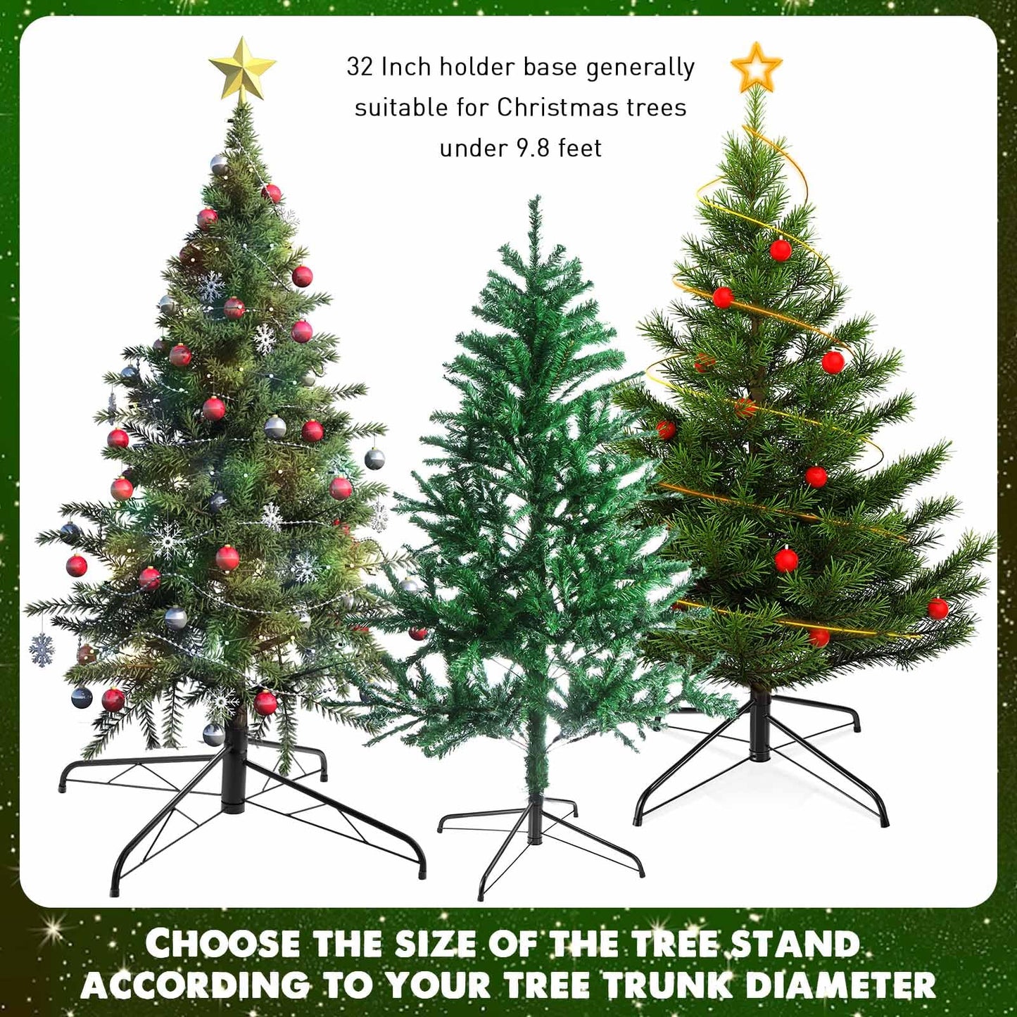 Roowest Christmas Tree Stand Replacement Artificial Xmas Tree Base Folding Rotating Metal Tree Stand Holder for Christmas Tree(32 Inch,Green)