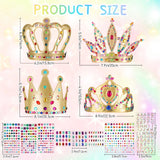 Civaner 17 Pcs Princess Party Crowns Set DIY Tiaras Making Kit for Kids with Diamond Stickers, Party Favors and Supplies(Gold) Civaner