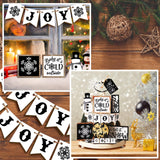 14 Pcs Winter Tiered Tray Decor Set Snowman Snowflake Table Decor Christmas Tree Wooden sign Farmhouse Coffee Spice Blocks Winter Table decoration for Christmas Home Table Shelf FairySandy