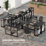 Aheaplus Reversible L-Shaped Desk with Power Outlet, LED Strip, and Storage – Modern Black Gaming & Home Office Solution Aheaplus