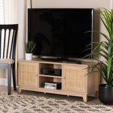 Baxton Studio Elsbeth TV Stand, 43.30" W x 15.00" D x 18.50" H, Light Brown/Natural Brown Baxton Studio