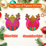 Ayhuhra 30 Sets Christmas Suncatcher Crafts DIY Glow in The Dark Window Paint Art Kit Creative Window Ornaments for Classroom Christmas Holiday Seasonal Home Activities Party Art Project Ayhuhra