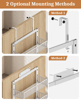 Over the Door Pantry Organizer 8-Tier, Large Metal Door Spice Rack with Adjustable Basket, 2 in 1 Wall Mount or Hanging Heavy-Duty Pantry Door Storage Shelf for Kitchen and Bathroom, White POKIPO