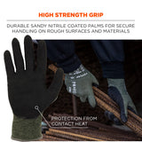 Ergodyne ProFlex 7042 Cut Resistant Work Gloves, ANSI A4, Contact Heat Resistant, Sandy Nitrile Coated Palms, 18g Aramid , Green Ergodyne