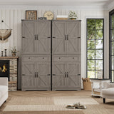 HOSTACK 71" Tall Pantry Cabinet, Farmhouse Kitchen Pantry with Storage Shelves, Barn Doors Food Storage Cabinet, Freestanding Kitchen Hutch with Large Drawer for Dining Room, Living Room, Ash Gray HOSTACK