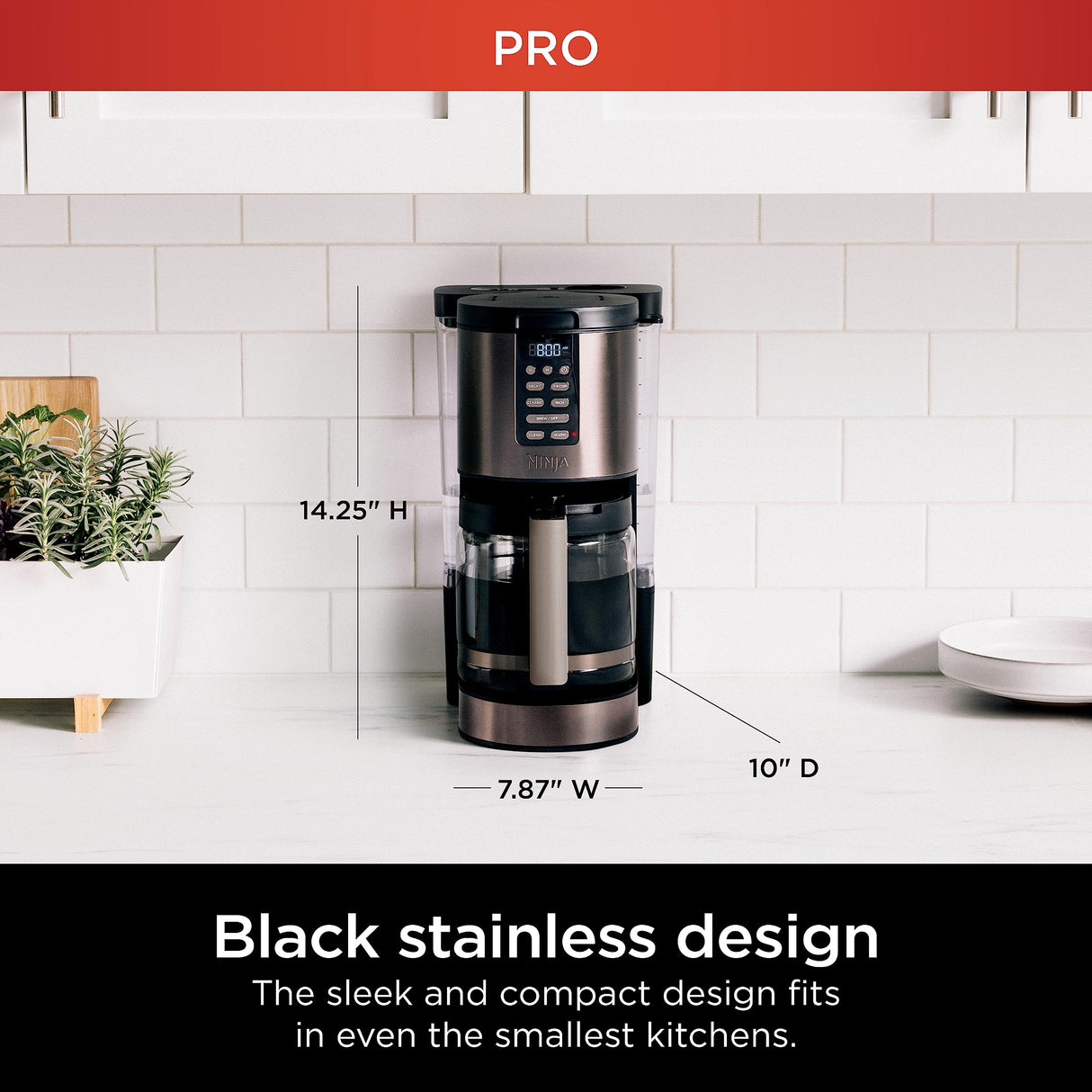 Ninja Programmable XL 14-Cup Coffee Maker PRO, 14-Cup Glass Carafe, Freshness Timer, with Permanent Filter, Black Stainless Steel, DCM201BK Ninja