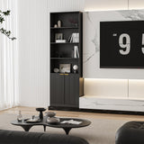 INNOD 72" Tall Book Shelve Bookcases with Doors, Floor Standing 6 Shelf Display Storage Shelves, Book Shelf with Storage Cabinet, Home Decor Furniture for Living Room Bedroom and Home Office INNOD