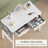 Maihail Small Vanity Desk no Mirror, Small Makeup Vanity, Compact Vanity with Storage, Vanity Desk with Drawers, Mini Vanity with Shelves, White Maihail