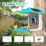 2.5K Smart Bird Feeder with Camera, Birds Watching Camera with AI Identify Bird Species, Outdoor Birds Feeder House with Solar Panel for Bird Lovers (Blue) Tutoview